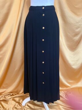 JH Collectibles Navy Midi Skirt with Gold Buttons